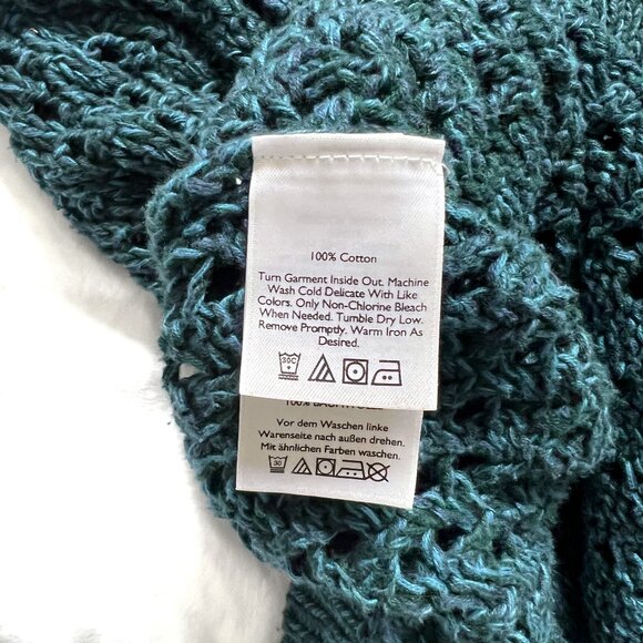 Eddie Bauer Oversized Boxy Knit Crochet Teal Sweater, Small - Picture 7 of 13
